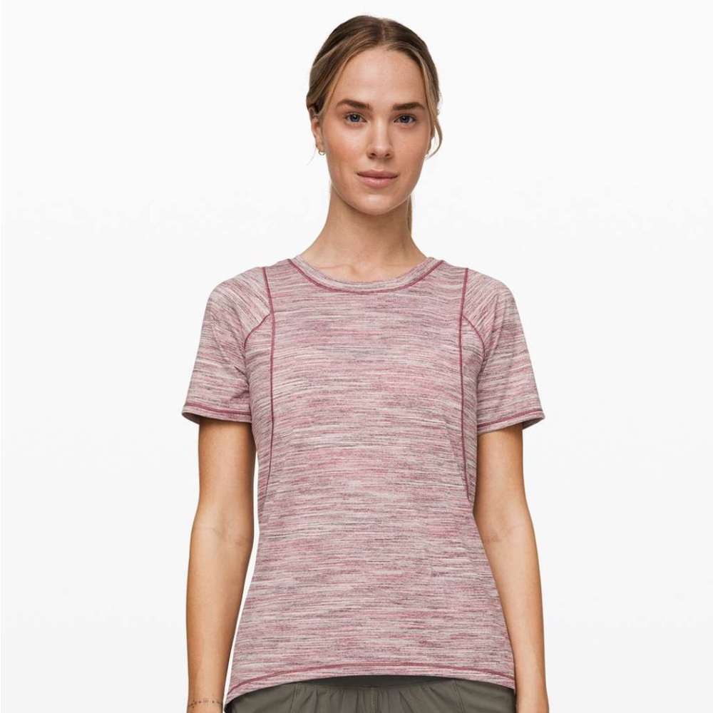 Lululemon Size 8 Make Miles Count In Short Sleeve Spacedye Camo Plumful